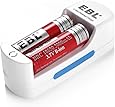 EBL 18650 lithium Rechargeable Batteries 3000mAh 3.7V (2 Pack) and Li-ion 18650 18500 14500 Battery Charger