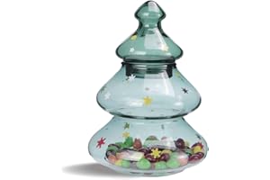 Luvan Glass Candy Jar, 18 Oz Christmas Cookie Jar, Wide Mouth Clear Candy Jar with Lid,Candy Dish for Home Kitchen Office Des