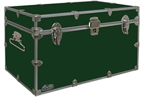C&N Footlockers - XL Graduate Storage Trunk - Made in the USA - STEEL Footlocker for College Dorm Room & Summer Camp - 32 x 18 x 18.5 Inches (Dark Green)