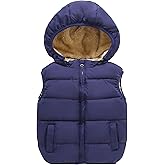 YAGATA Toddler Puffer Vest Boys Girls Fleece Vest Puffy Toddler Boy Sleeveless Jacket Coat with Removable Hood