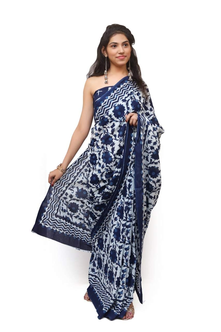 Buy Kiaaron Women's Hand Block Kalamkari Batik Bagru Jaipuri Ikat Printed Handloom Pure Cotton 