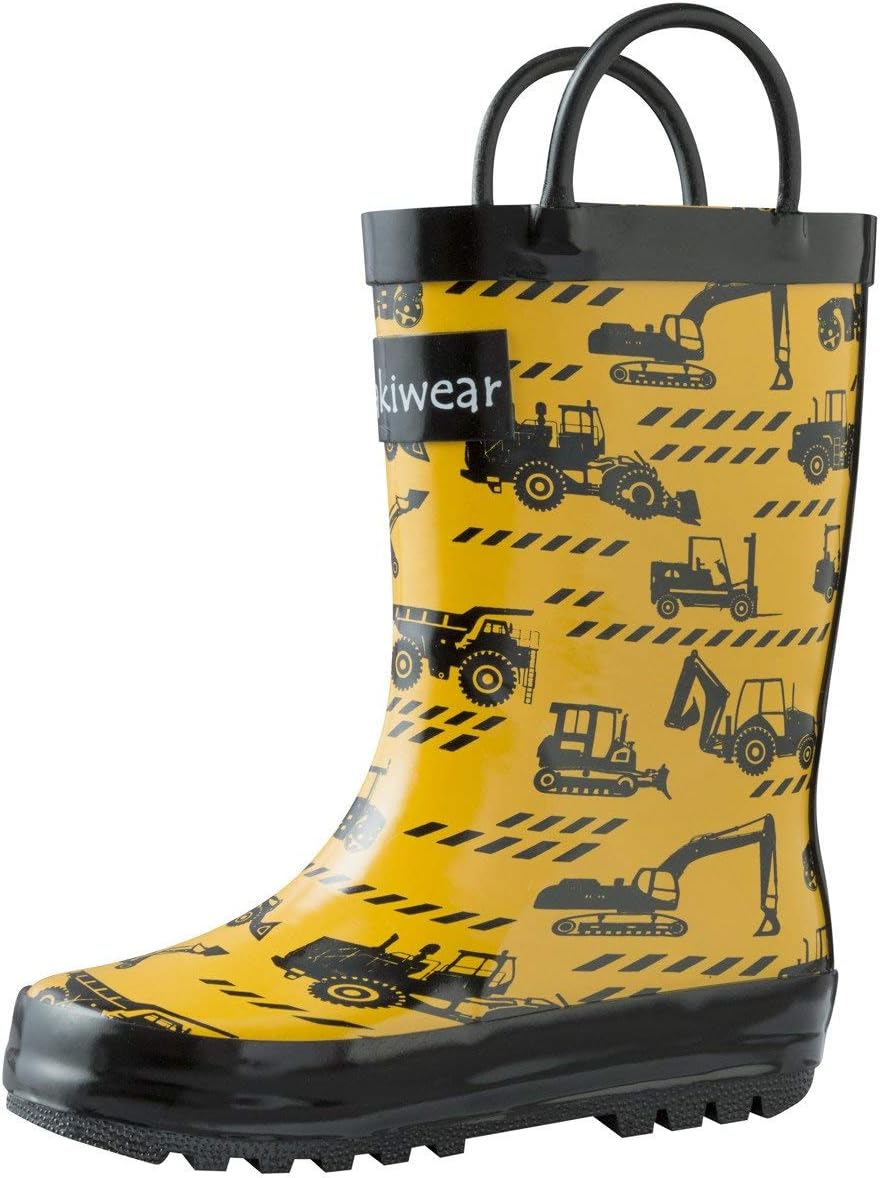 Kids Waterproof Rubber Rain Boots with Easy-On Handles