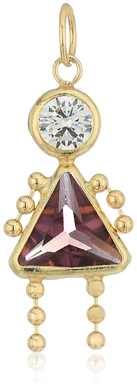 10K Gold, AAA Cubic Zirconia and Simulated Birthstone Babies Charm