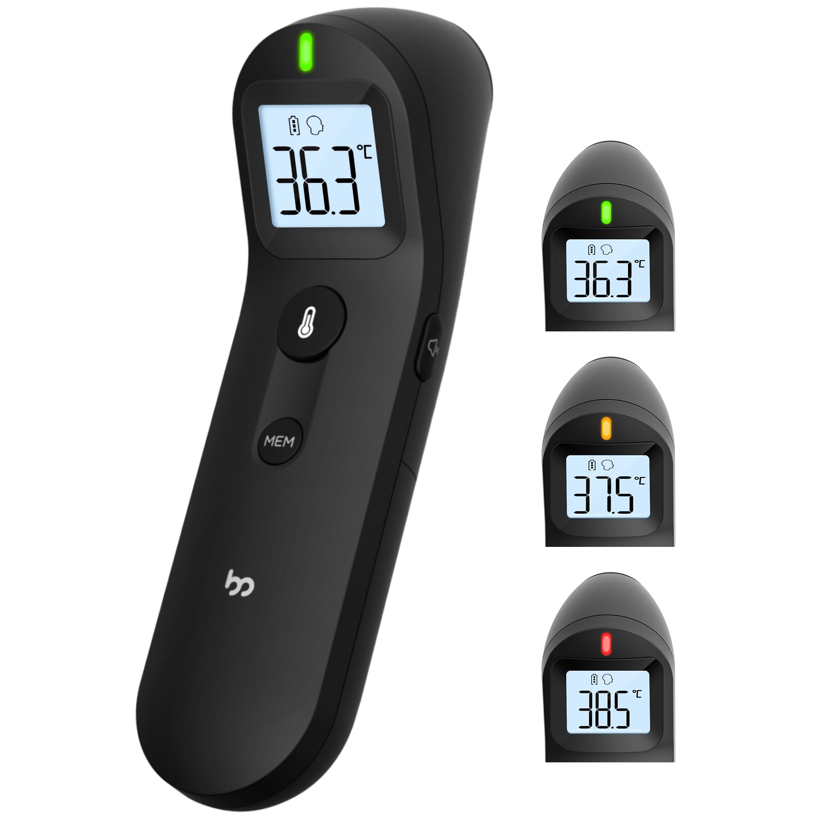Femometer Family Forehead Thermometer, Accurate Readings, Better Measurement Experience, Non-Contact Digital Infrared Thermometer, Fever Alarm, Mute Mode, Thermometers for Baby, Kids and Adult - Black