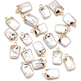 LE SKY 5 Pcs Natural Pearl Pendants Loose Rectangle Pearl Pendant Charms for Jewelry Making Necklace Bracelet DIY