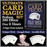The Ultimate Card Magic Kit Encyclopedia of Card Tricks Set with Pro Svengali, Stripper and Invisible Decks For Adults or Kids
