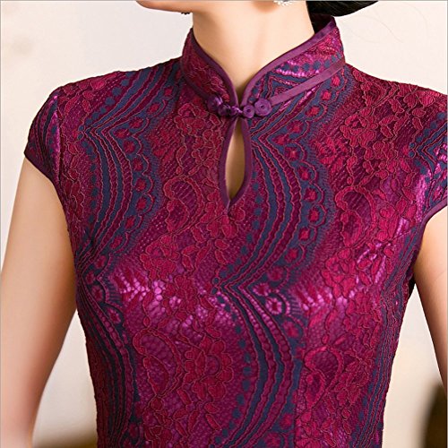 Angcoco Women's Cap Sleeve Lace Style Maxi Cheongsam Dress China Qipao - Image 6