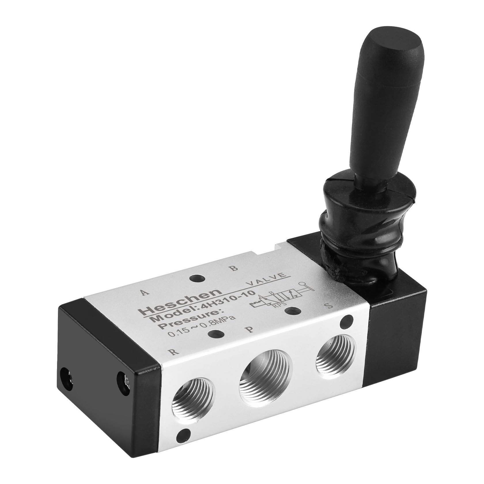 Heschen Pneumatic Hand Pull Mechanical Valve 4H310-10 2 Position 5 Way PT3/8 Manual Control Push-Pull with Fittings and Muffler (4H310-10)