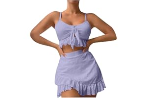 Leodye Two Piece Tankini Swimsuit for Women 2024 Tummy Control Skirt Swimsuit Push up Swimwear Plus Size Ruched Bathing Suit