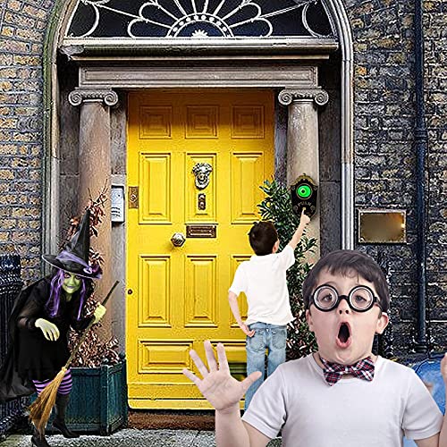DriSubt Halloween Decoration, Animated Eyeball Doorbell Halloween Props Animated with Spooky Sounds, Haunted Doorbell Halloween Party Prop Decoration(Black)