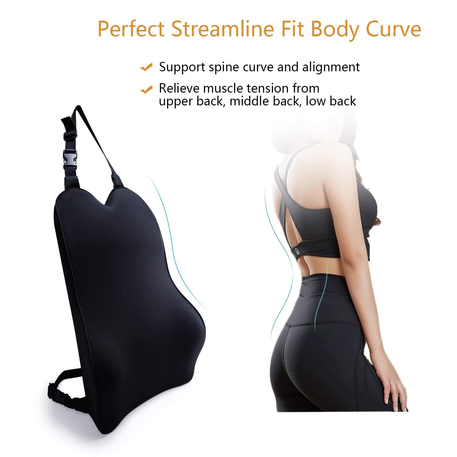 Dreamer Car Back Support in Car & Headrest Pillow Kit Designed for Car