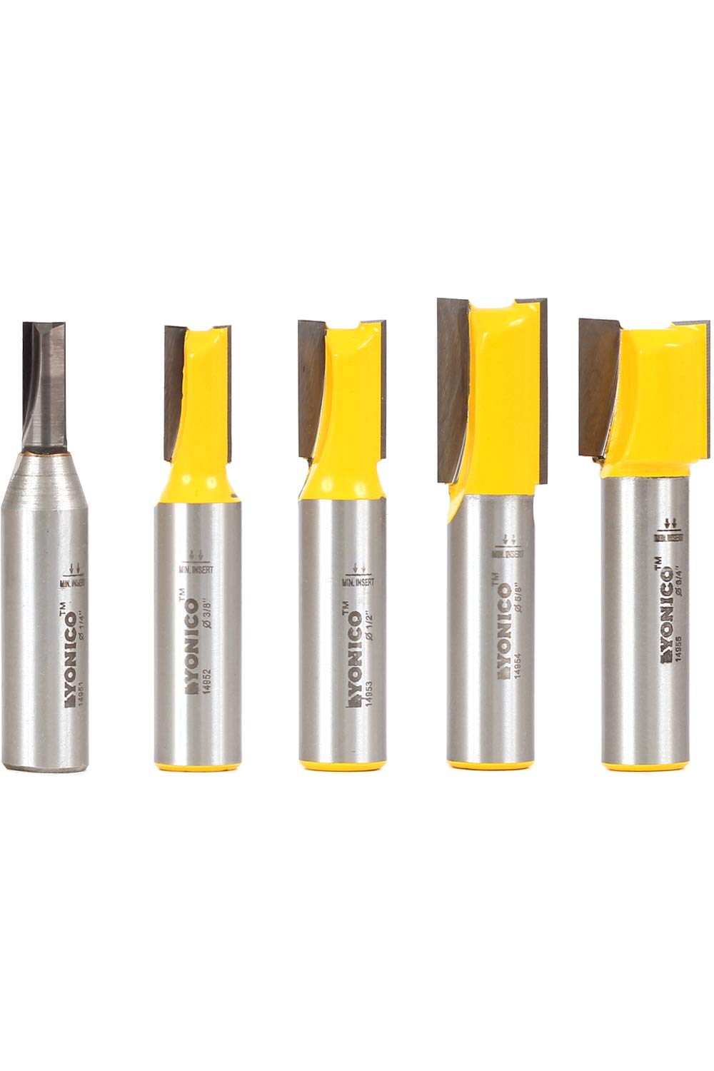 Yonico 14522 5 Bit Straight Router Bit Set 1/2-Inch Shank — image 1