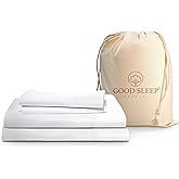 Good Sleep Bedding Twin XL Sheets - 100% Egyptian Cotton Bed Sheets, 4 Piece Twin XL Sheet Sets, Sateen Weave, Twin XL Sheets College Dorm Fits Upto 16"- White Twin XL