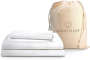 Good Sleep Bedding 100% Egyptian Cotton Sheets Queen Size - 4 Pc Queen Sheet Set, Sateen Weave, Bed Sheets, 16" Deep Pocket Sheets - White
