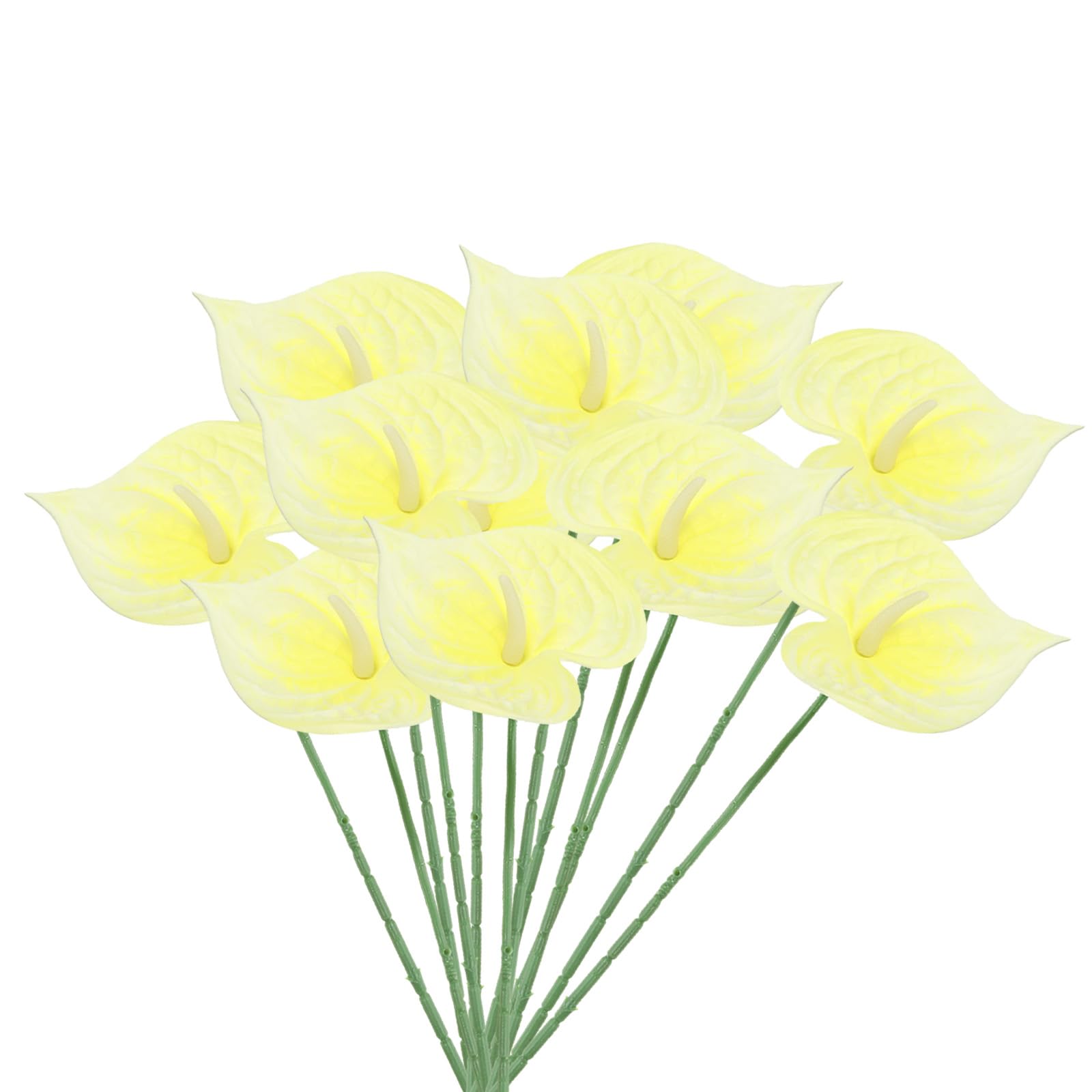 Photo 1 of PATIKIL 13" Artificial Anthurium Lily Flowers, 10 Pack Permanent Flower Floral Arrangements Bouquet for Home Decor Bridal Wedding Festival Party, Light Yellow