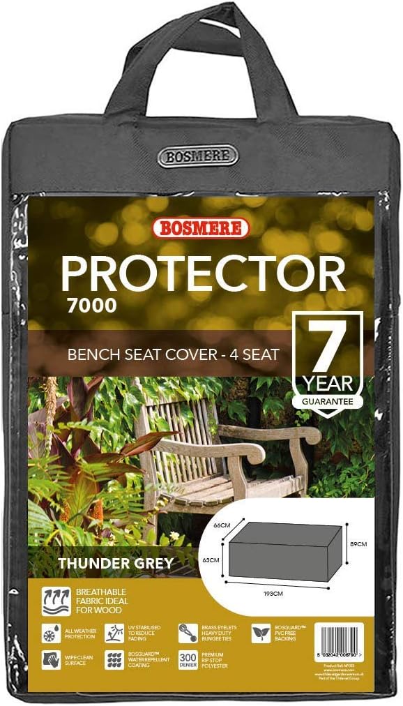 Bosmere Patio Set Abdeckhaube „Thunder Grey“ – Rechteckige 4-Sitzer-Abdeckung, Wetterfest & UV-beständig, Mit Haltegurten