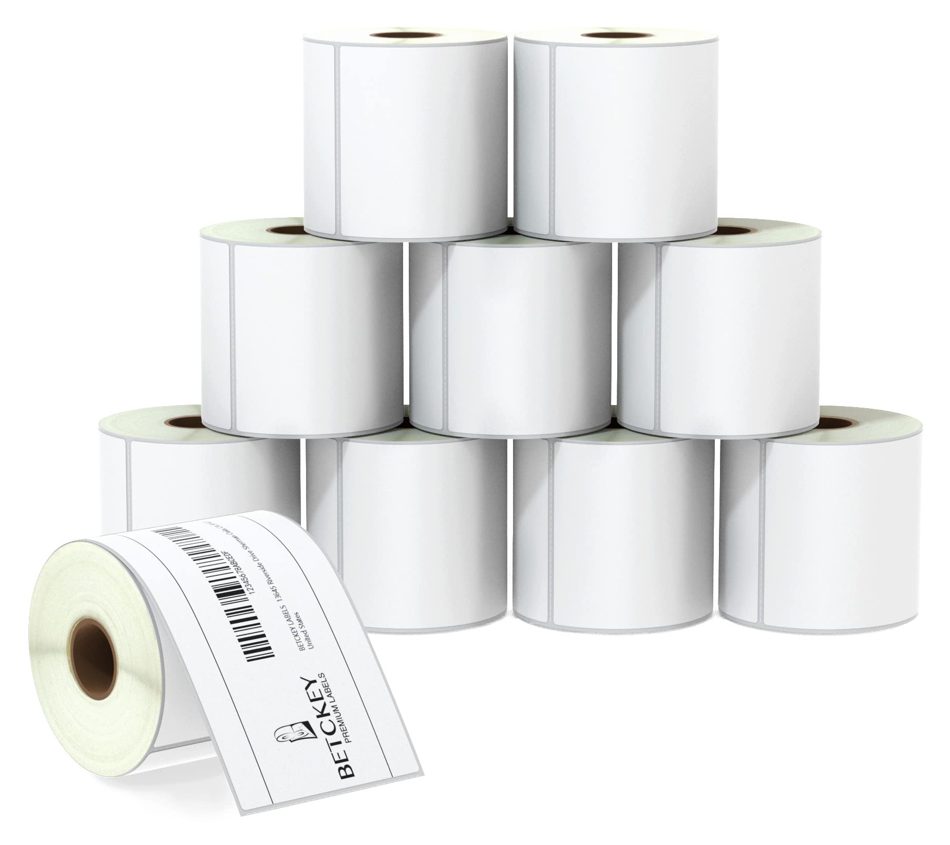 BETCKEY - 76mm x 127mm(3 in x 5 in) Multipurpose & Large Shipping Thermal Labels, 350 Perforated Stickers per Roll Compatible with Zebra & More Printers [10 Roll/3500 Labels]