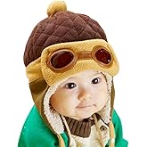 Kafeimali Baby Boys Girls Crochet Earflap Winter Warm Caps Beanie Pilot Aviator Cartoon Hats