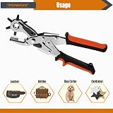 TOWOT 5-in-1 Hole Punch Kit Leather Belt Plastic Fabric Rotary Puncher view 4
