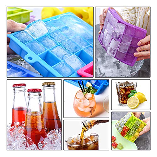 image for Rosoz Ice Cube Trays 2 Pack,Silicone Ice Tray with Removable Lid Easy-
