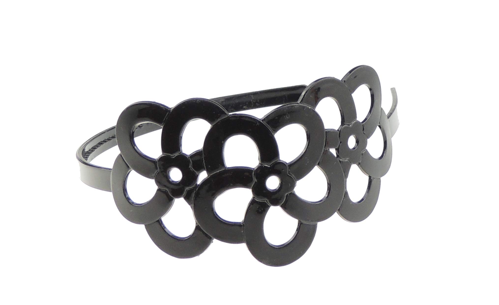 GIRLS SMALL HEAD LADIES School Uniform Work Gym Yoga Birthday Party Hair Accessories Plain Plastic Wide Stencil Short Long Hair Headband Alice Band Hairband Triple Black Flowers