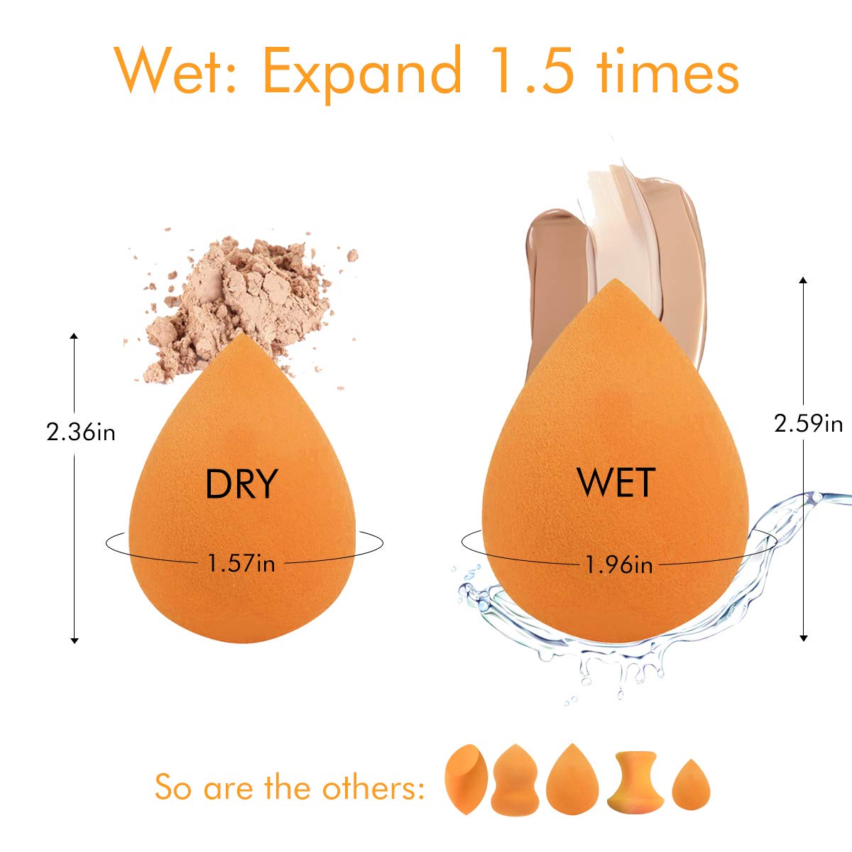 Makeup Sponge,Bealuxur Beauty Blender Sponge Foundation Sponge MakeUp Set With Foam Technology Multi Shape Beauty Sponges (5 Pcs)