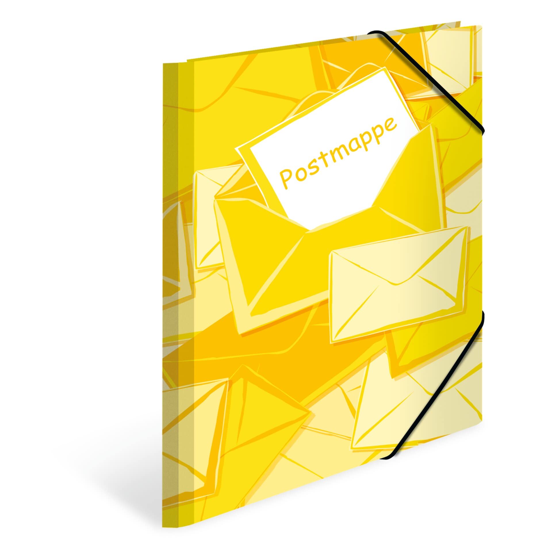 HERMA Postfolders A4 Yellow Set, 3 Pieces, Children's juris folders Made of Cardboard, Collection folders with Motif, Elastic Band, Inner Flaps and Inner Print for Boys and Girls
