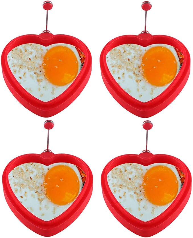 Egg Cooking Ring, 4 Pack Silicone Egg Ring with Antiscalding Handle