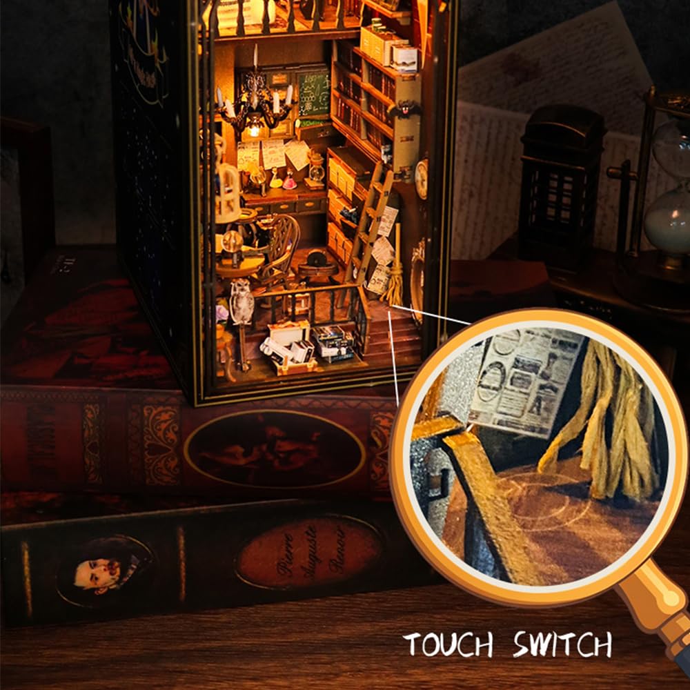 DIY Book Nook Kit, DIY Dollhouse Booknook, 3D Wooden Puzzle Booknook Miniature Kit with LED Light, DIY Dollhouse Miniature Kit (M2311)