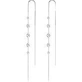 Ritach Silver Dangle Earrings for Women Long Silver Earrings Sparkly Dangle Drop Cubic Zirconia Jewelry for Gifts