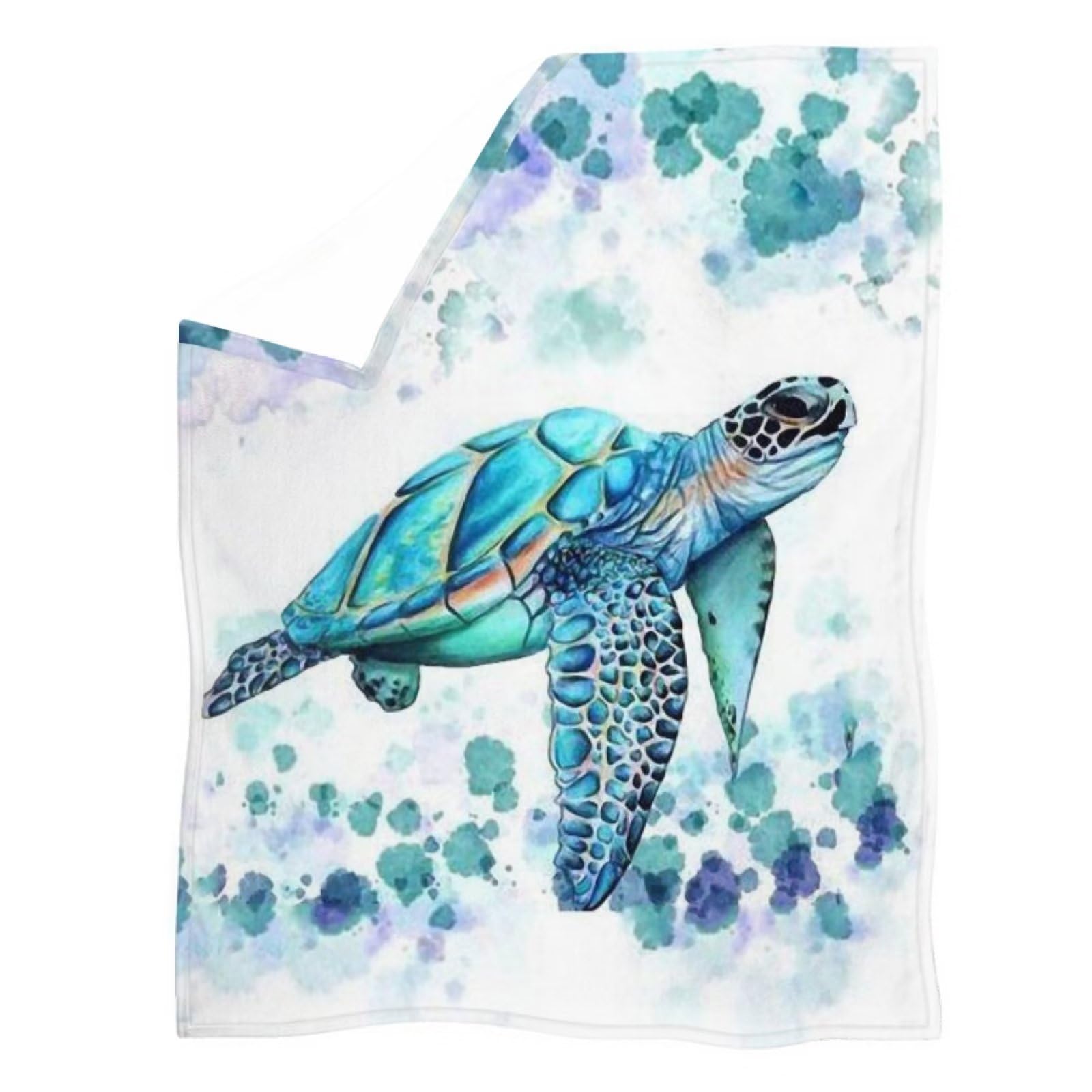 chaqlin Blue Sea Turtle Throw Blanket Soft Flannel Blankets,Warm Cozy Living Room Bed Chair Decorative Blanket for Couch, Bed, Sofa, Travel