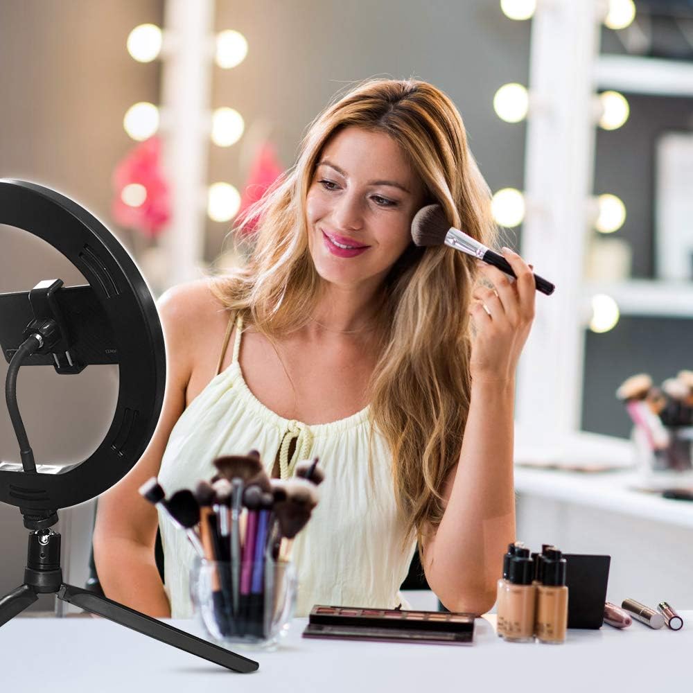 Crenova 10” LED Ring Light for Selfie Live Streaming/Makeup/YouTube Videos : Camera & Photo