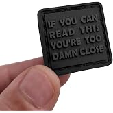 Funny Subdued Ranger Eye Patch 1&times;1 inch - If You Can Read This You&rsquo;re Too Close &ndash; Blackout PVC Morale Patch for Tactical Gear, Hats &amp; Backpacks &ndash; Hook Backing (Loop Side not Included)