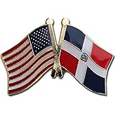 USA and Dominican Republic Flag Die-struck Metal Friendship Lapel Pin with Butterfly Clasp Closure