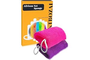 SPMKTBOZAI African Net Sponge Authentic, 2 Pieces African Exfoliating Sponge Real African Net Black Owned, African Bath Sponge Back Scrubber for Shower Loofah Bathing Accessories(Purple, Rose Red)