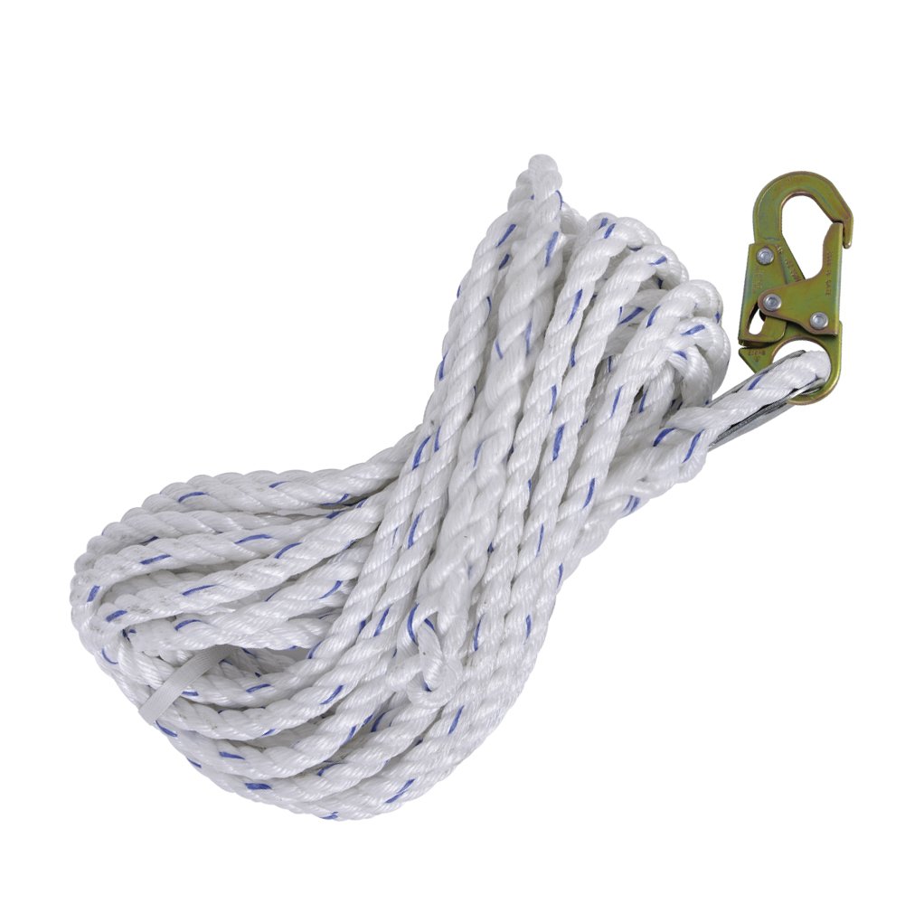 Peakworks Fall Protection V84084025 Vertical Lifeline Rope with Back Splice and Snap Hook, 25 ft. Length, White: Industrial & Scientific