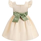 Baby Flower Girl Satin Formal Wedding Dress Contrast Color Bowknot Infant 1st Communion Dress Toddler Birthday Outfits