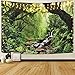 Sevenstars Rainforest Landscape Tapestry Wall Hanging Green Forest Tapestry Road Trees Tapestry Nature Scenery Misty Tapestry for Bedroom Living Room primary