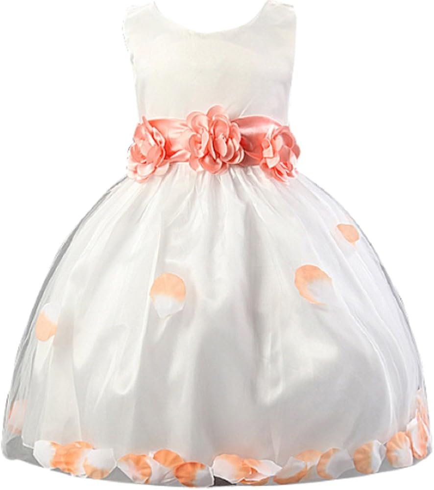 flower girl dress with petals in skirt