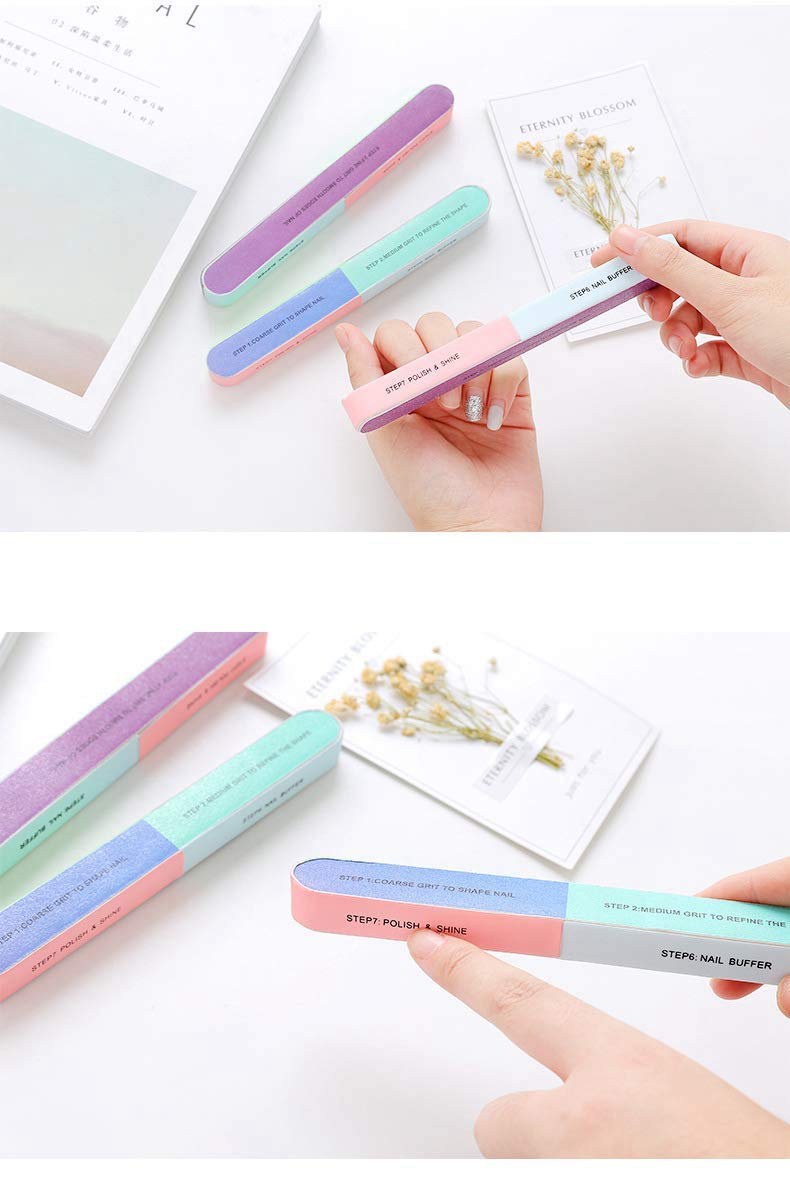10 PCS IFUNSON Professional 7 Way Nail File and Buffers for Women Girls, Emery Boards, Manicure Tools : Beauty