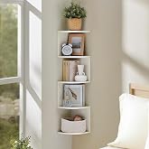 HUHUJIA 5-Tier Corner Shelf, Floating Corner Shelf Wall Mounted, White | Wall Mount Shelves for Anime Figurines, Collectible Dolls, Mini Statues for Bedroom Living Room,Bathroom