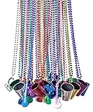 Bulk Beads; Mardi Gras Beads Necklaces With Super Sized Charms; 36 Bulk Pack, Fun Party Beaded Necklaces