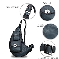 Genuine Leather Large Sling Bag for Men and Women