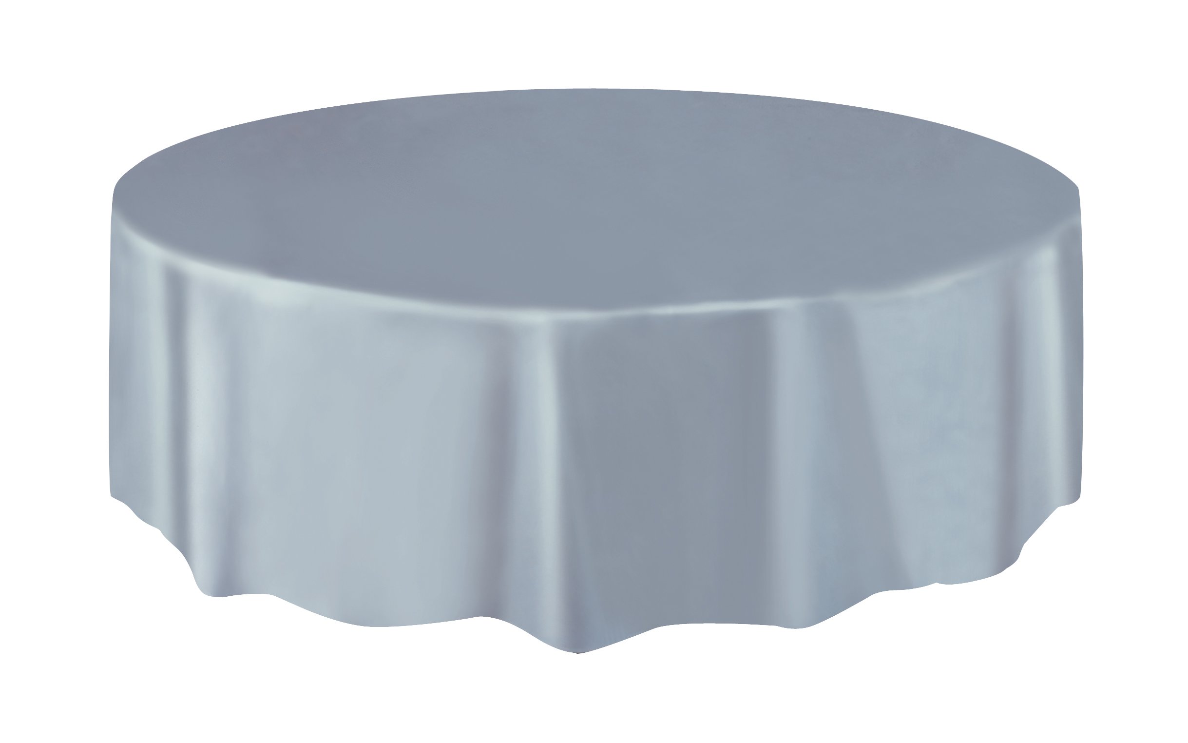 Unique Party 50034 50034-Round Silver Plastic Tablecloth, 7ft, Pack of 1