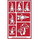 Over'N'Over Reusable Glass Etching Stencils &ndash; Durable Self-Stick Designs for Glass, Mirrors, and Ceramics with Armour Etch Cream &ndash; 5&rdquo; x 8&rdquo; Stencil Sheet - Gnomes