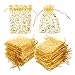 Gold Organza Bags with Drawstring, 3x4 Jewelry Pouch for Gifts, Party Favors (120 Pack)
