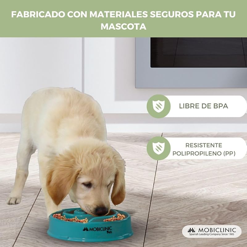 ® Pets, Comedero Lento antivoracidad, para Perros, Antideslizante, Forma de Espiral, 19, 5x4, 6X 20, 6cm, Bienestar digestivo, 500ml, Fácil Limpiar, Resistente y Duradero, Gatos, Mascotas