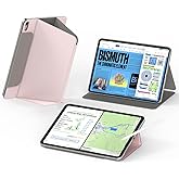 Feams V Fold Case for iPad (A16) 11th Generation 11 Inch 2025, iPad 10th Generation 10.9 Inch 2022, V-Shaped Standing Magnetic Detachable Clear Back Case with Portrait Mode & Auto Sleep, Light Pink