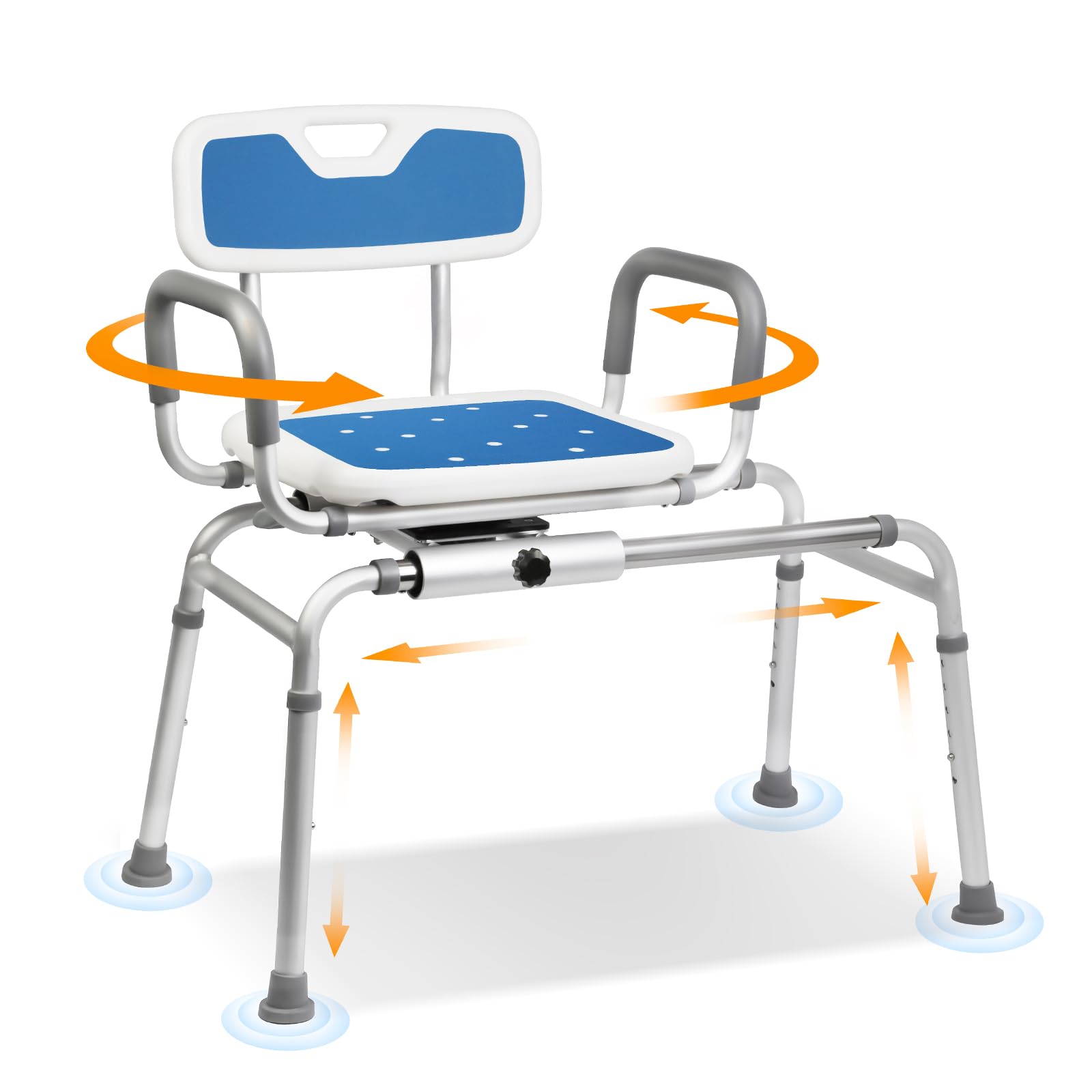 Photo 1 of SCIAN Sliding Shower Chair with Eva Pad - 360° Swivel, Height Adjustable Shower Bench for Inside Tub & Secure Transfer Seat Supports Elderly, Disabled & Post-Surgery Use