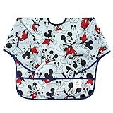 Bumkins Disney Mickey Mouse Sleeved Bib / Baby Bib / Toddler Bib / Smock, Waterproof, Washable, Stain and Odor Resistant, 6-24 Months  -  Classic